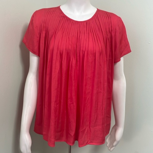 ANTHROPOLOGIE Dolan Pilar Pleated Watermelon Tee Medium - Picture 1 of 7